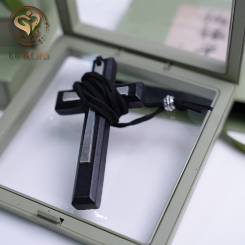 LinkOra Double Layer Black Bracelet with Alloy & Wooden Cross - Image 5